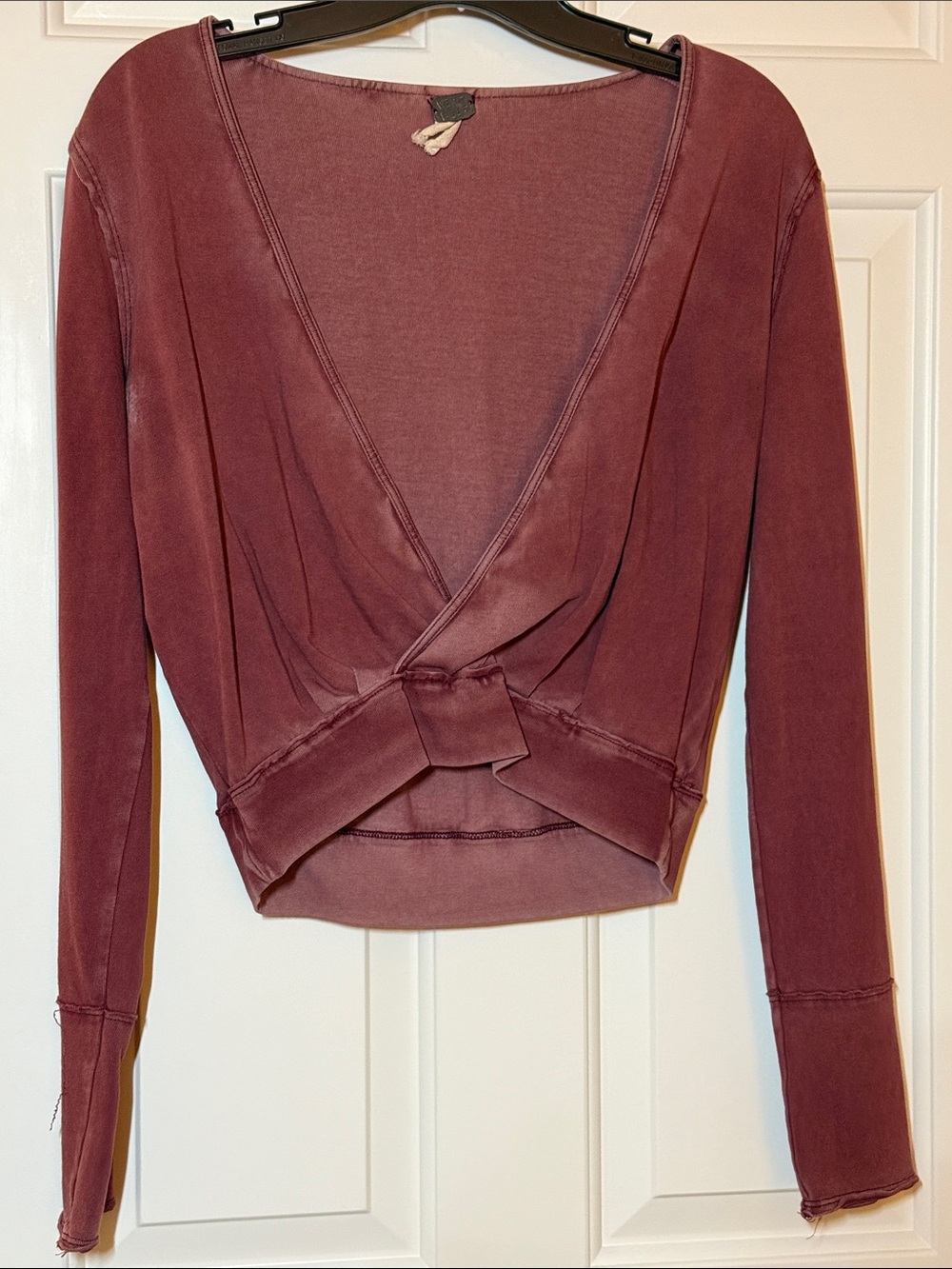 We The Free Dusty Mauve Wrap-Front Long Sleeve Top